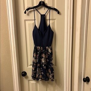 Navy Floral Spaghetti Strap Dress